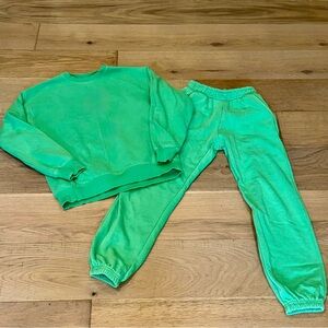 Zara Vibrant Green Kids Sweatpants and Sweatshirt Set